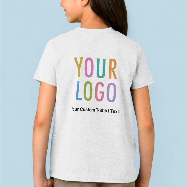 Premium Girls White T-Shirt Custom Business Logo Tri-Blend Shirt (MISOOK Girl’s White Fleck T-Shirt with Logo)