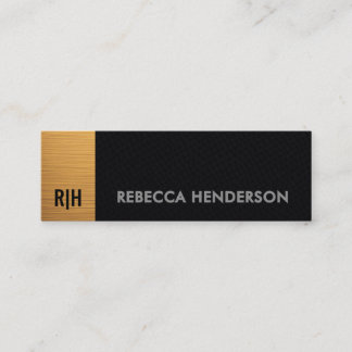 Premium Gold & Black Leather Monogram Mini Business Card