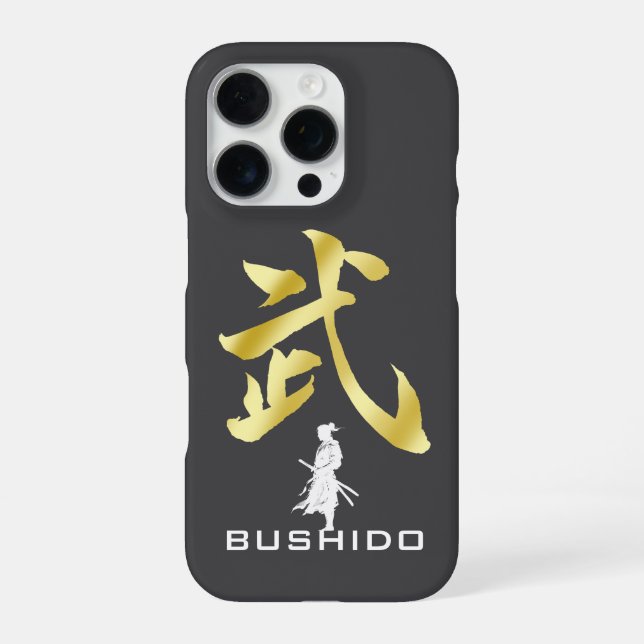 Premium Gold BUSHIDO 武 Kanji iPhone 16 Pro Case (Back)