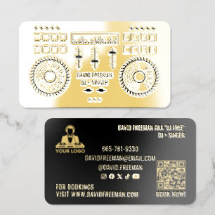 Premium Gold Foil Turntable Black Dj Music Modern Business Cards