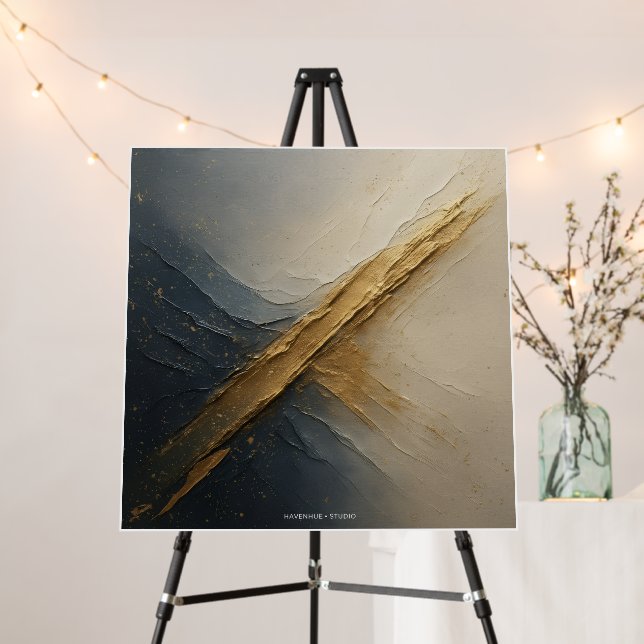 Premium Gold Impasto Abstract Artwork Foam Board (In Situ (Stand))