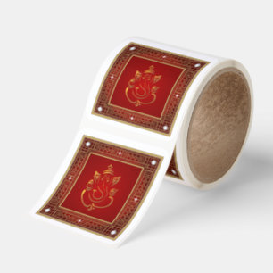 Premium Gold Lord Ganesha Square Sticker