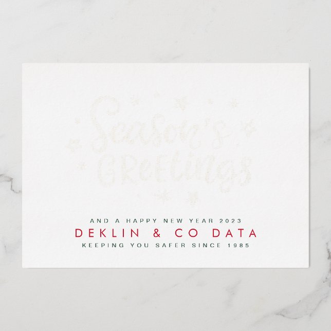 Premium Gold Modern Seasons Greetings Business Foil Holiday Card (Front)