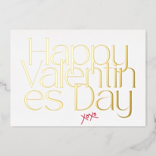 PREMIUM GOLD MODERN XOXO HEART VALENTINES DAY FOIL HOLIDAY CARD