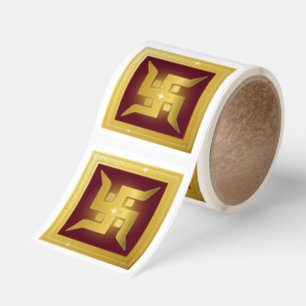Premium Gold Swastik Square Sticker
