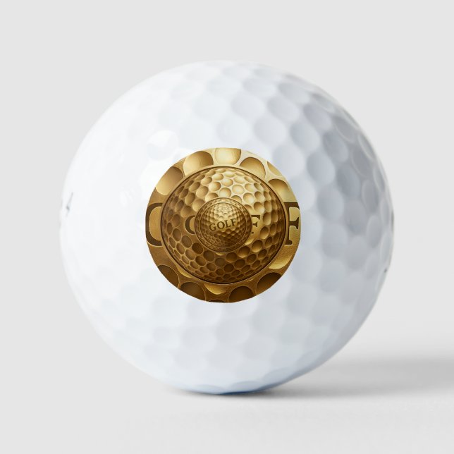 Premium Golden Golf Ball – Luxury 3D Logo Design (Front)