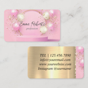Premium Golden Pink Balloons Luxury Business Card