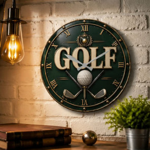 Premium Golf Lover Golfer Gift Country Club Home Large Clock