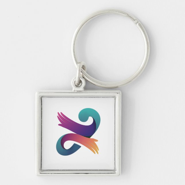 Premium Graphical Hand Square Keychain (Front)