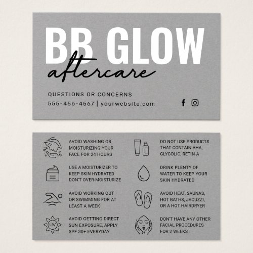 Premium Gray BB Glow Facial Instruction Card