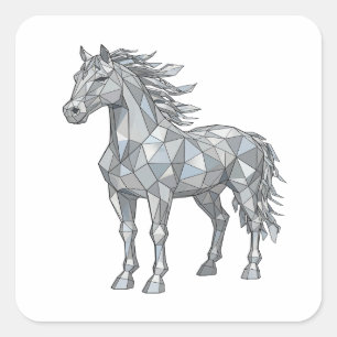 Premium Gray LOW POLY HORSE Sticker Design