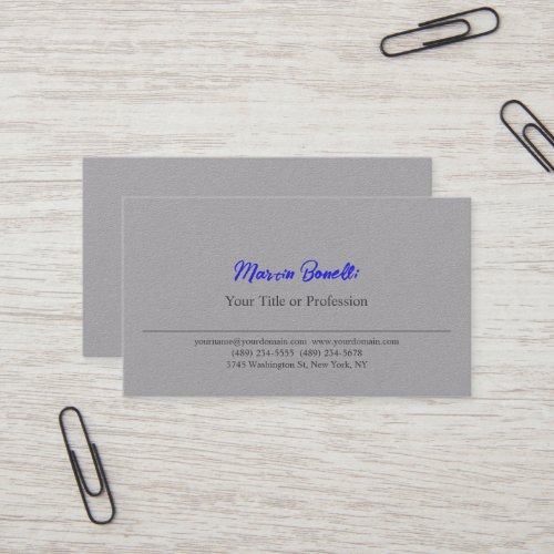 Premium Grey Blue Professsional Plain Business Card