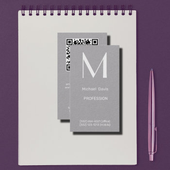 Premium Grey - Bold Monogram Business Card by almawad at Zazzle
