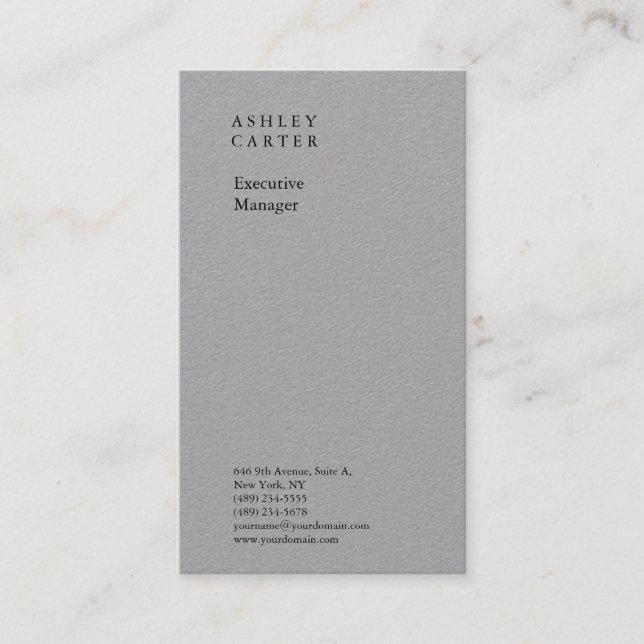 Premium grey elegant white minimalist modern business card (Front)