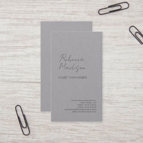 Premium Grey Modern Minimalist Handwritten Script Business Card