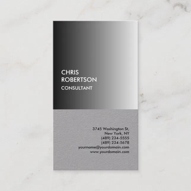 Premium Grey Modern Unique Minimalist Business Card | Zazzle