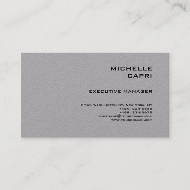 Premium Grey Plain Simple Minimalist Contemporary Business Card (Front)