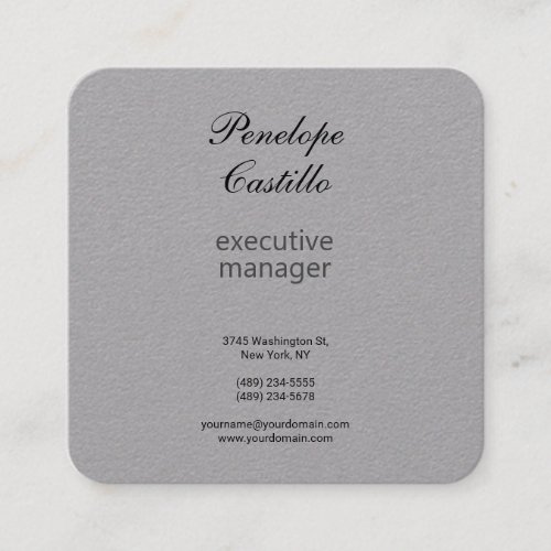 Premium Grey Professional Modern Simple Plain Square Business Card