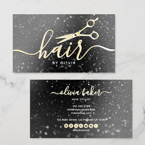 Premium Hair Stylist/Salon Real Gold Foil Business Cards