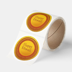 Premium Happy Diwali Gold Mandala Round Sticker