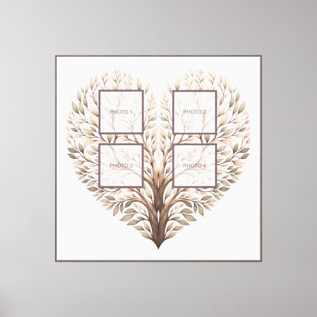 Premium Heart Photo Canvas Add 4 Photos (Front)
