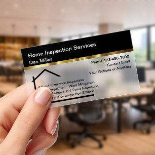 Premium Home Inspection Frosted Clear Business Cards
