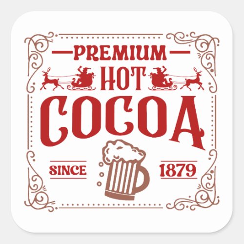 Premium Hot Cocoa Christmas Square Sticker
