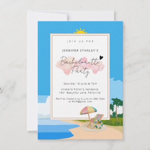 Premium invitations Beach Bachelorette hens party Invitation