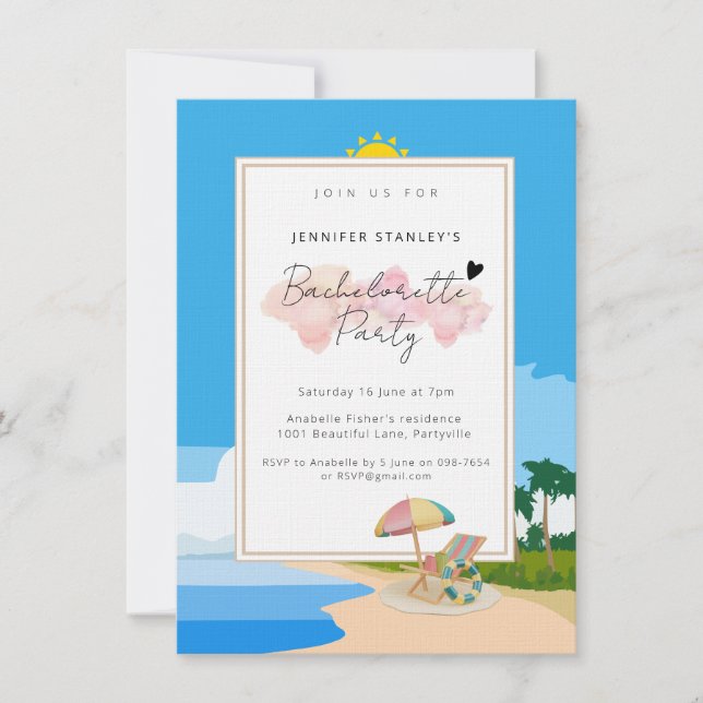 Premium invitations, Beach Bachelorette party Invitation (Front)