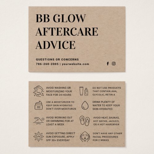 Premium Kraft BB GLOW Aftercare Card