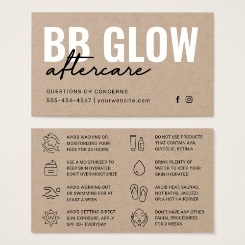 Premium Kraft  BB Glow Facial Instruction Card