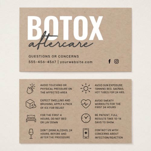 Premium Kraft  Botox Injection Instruction Card