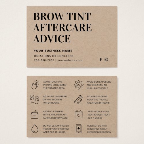 Premium Kraft Brow Tint Aftercare Card