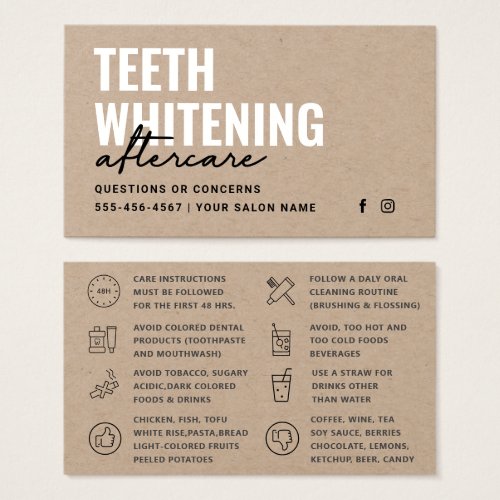 Premium Kraft Eco Teeth Whitening Aftercare Card