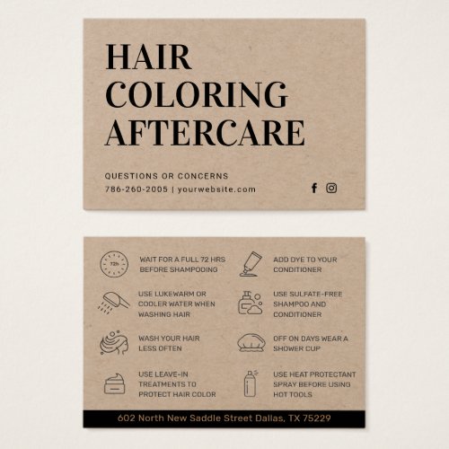 Premium Kraft Hair Coloring Aftercare Card