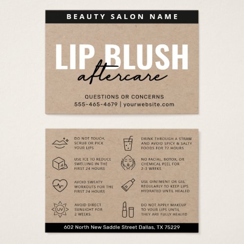 Premium Kraft Lip Blush AfterCare Instruction Card