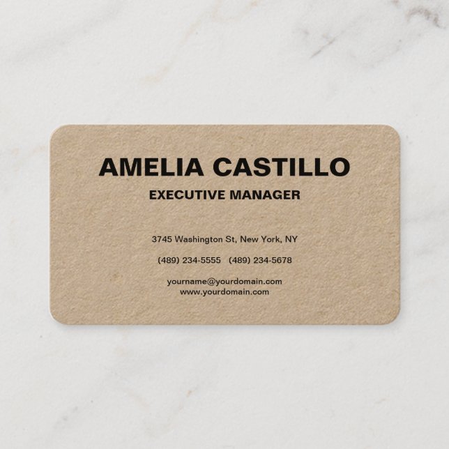 Premium Kraft Modern Elegant Simple Minimalist Business Card (Front)
