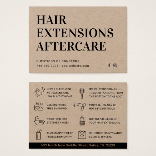 Premium Kraft Modern Hair Extension Aftercare Card