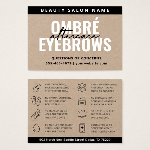 Premium Kraft  Ombre Powder Brows Aftercare Card