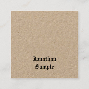Premium Kraft Paper Nostalgic Classic Font Text Square Business Card