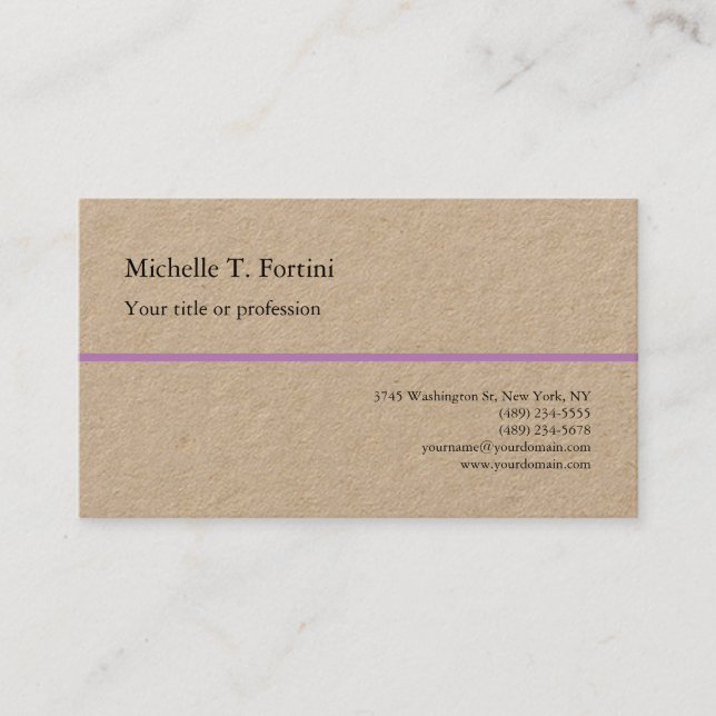 Premium Kraft Plain Minimalist Simple Modern Business Card (Front)