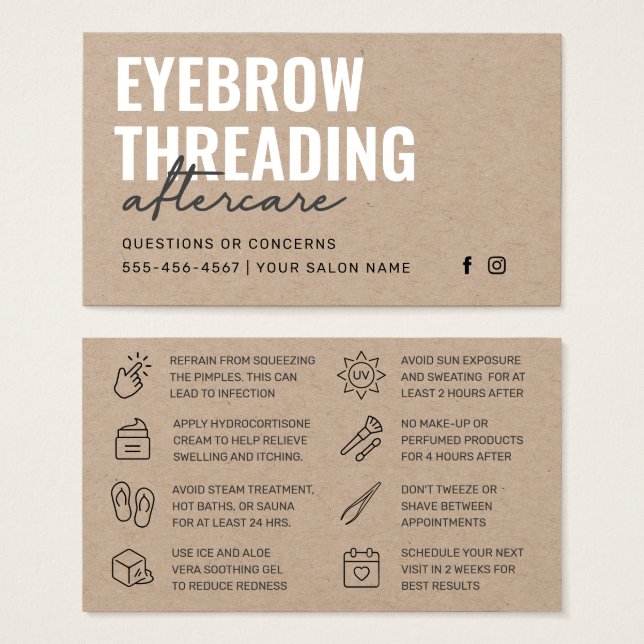 Premium Kraft Simple Eyebrow Threading Aftercare  (Front & Back)