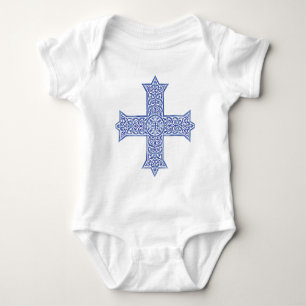 Premium Lapis Blue Coptic Cross Art Baby Bodysuit