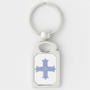 Premium Lapis Blue Coptic Cross Art Keychain