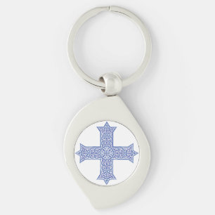 Premium Lapis Blue Coptic Cross Art Keychain