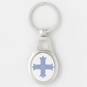 Premium Lapis Blue Coptic Cross Art Keychain