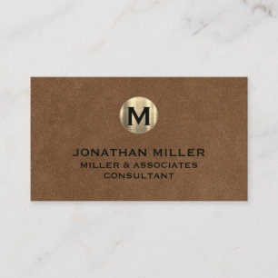Premium Leather Gold Monogram Business Card