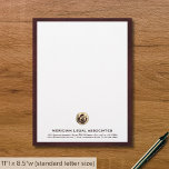 Premium Legal-Themed Business Letterhead<br><div class="desc">Make a lasting impression with our refined oxblood leather print business letterhead featuring a brushed gold legal-themed logo. Customize it with your firm's name,  address,  and contact details for a professional touch. Ideal for official correspondence,  client communications,  and legal documents,  making it a must-have for law firms.</div>