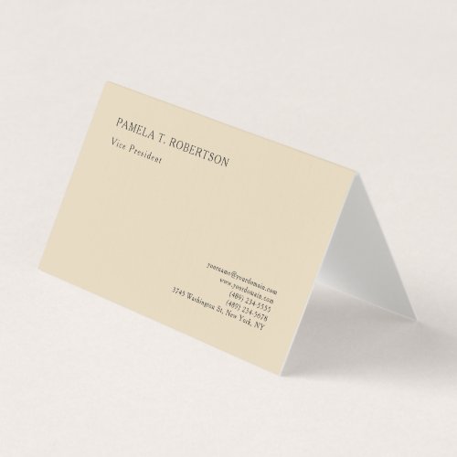 Premium Linen Beige Classical Plain Professional Business Card