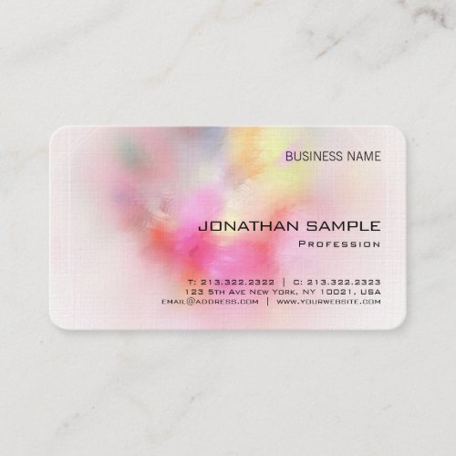Premium Linen Colorful Abstract Art Elegant Business Card
